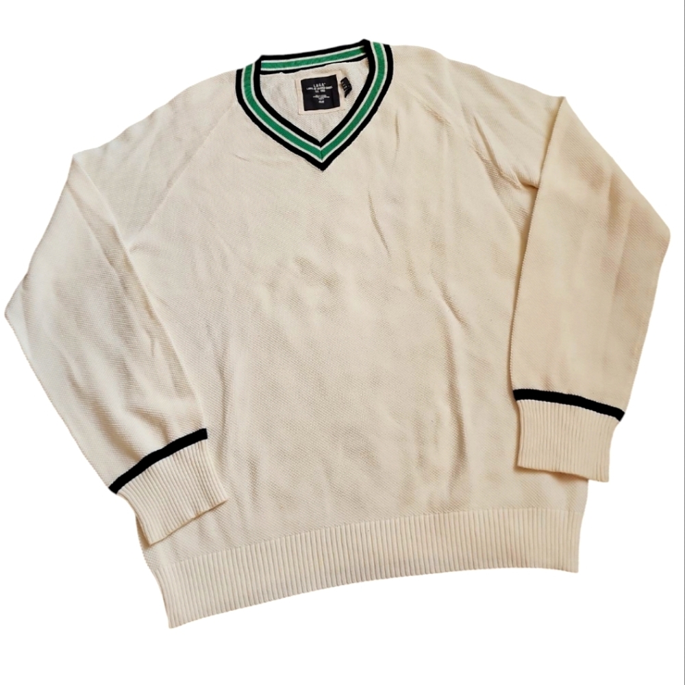 L.O.G.G By H&M Men's Cream Sweater with Green Trim